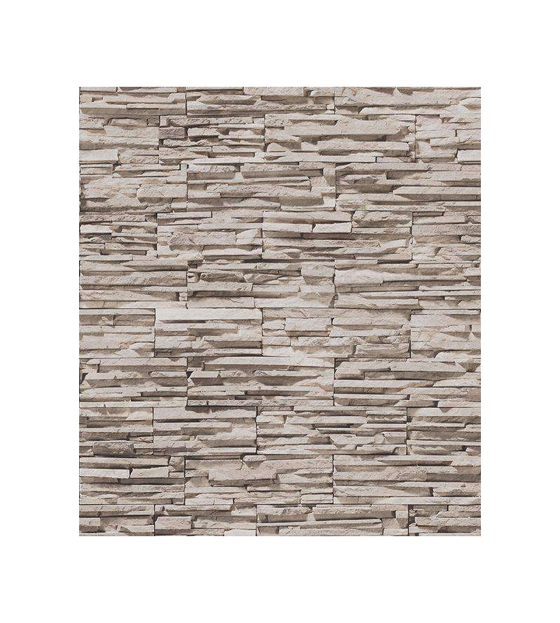 Papel de parede modelo pedras em tom das cores bege, marrom e cinza, com detalhes na cor preta - Textura 48