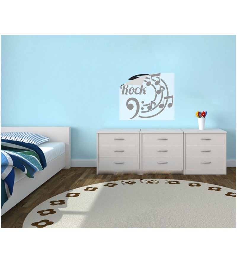 Adesivo de Parede Rock e Notas Musicais