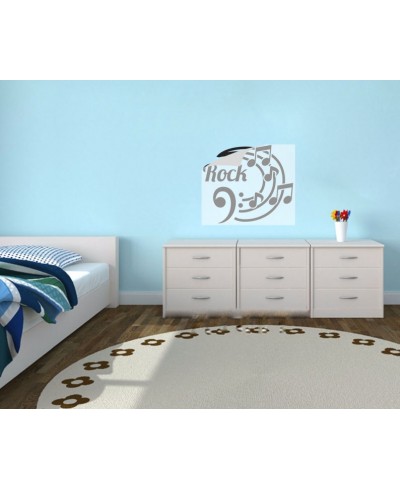 Adesivo de Parede Rock e Notas Musicais