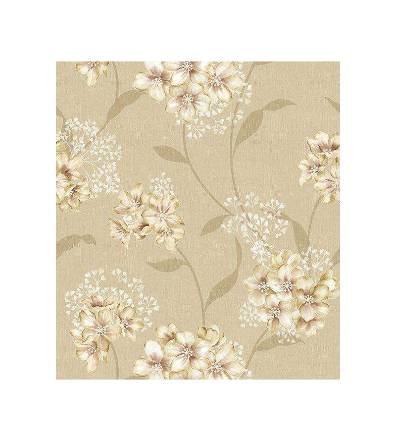 Papel de parede em tons marrom, bege e detalhes em branco - Dream 18