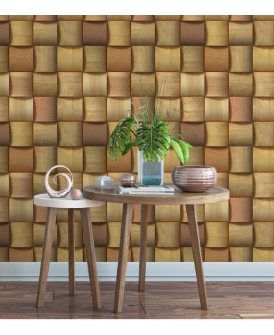 Papel de parede estilo tacos quadrados de madeira - Madeira 116