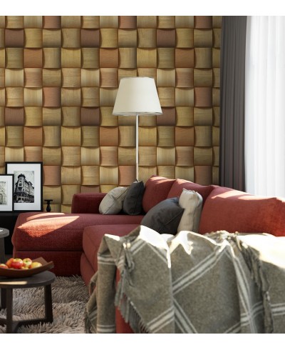 Papel de parede estilo tacos quadrados de madeira - Madeira 116