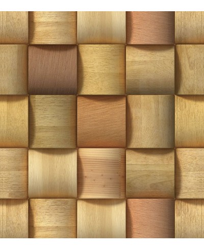 Papel de parede estilo tacos quadrados de madeira - Madeira 116