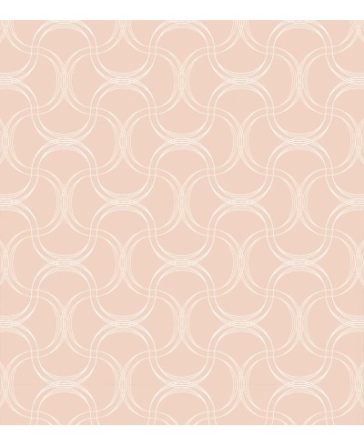 Papel de parede com fundo salmão com detalhes em arabescos brancos