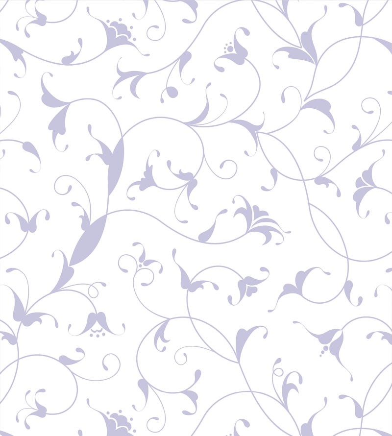 Papel de parede com fundo branco e detalhes em tons lilás - Dream 67