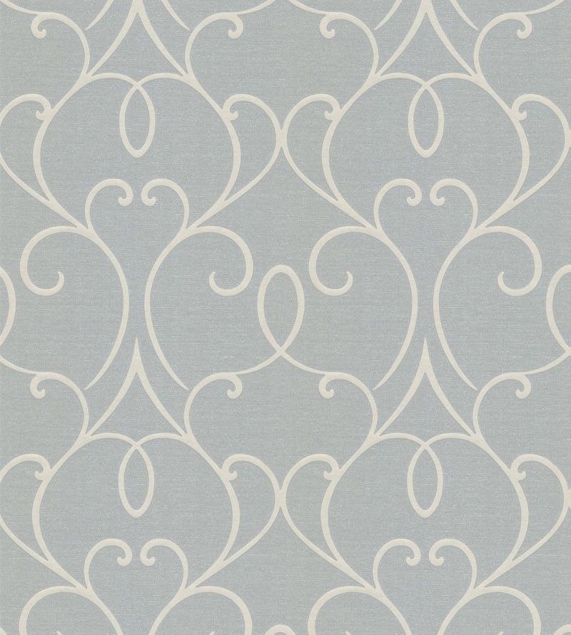 Papel de parede com fundo simulando jeans com detalhes arabescos na cor nude