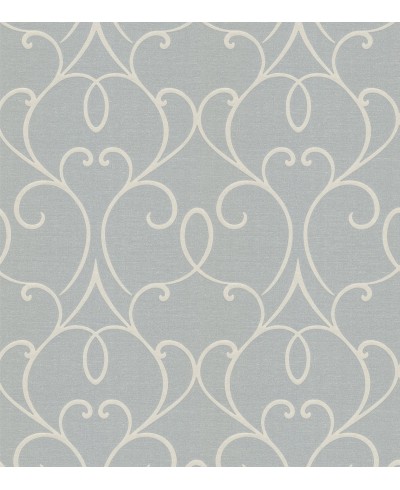 Papel de parede com fundo simulando jeans com detalhes arabescos na cor nude