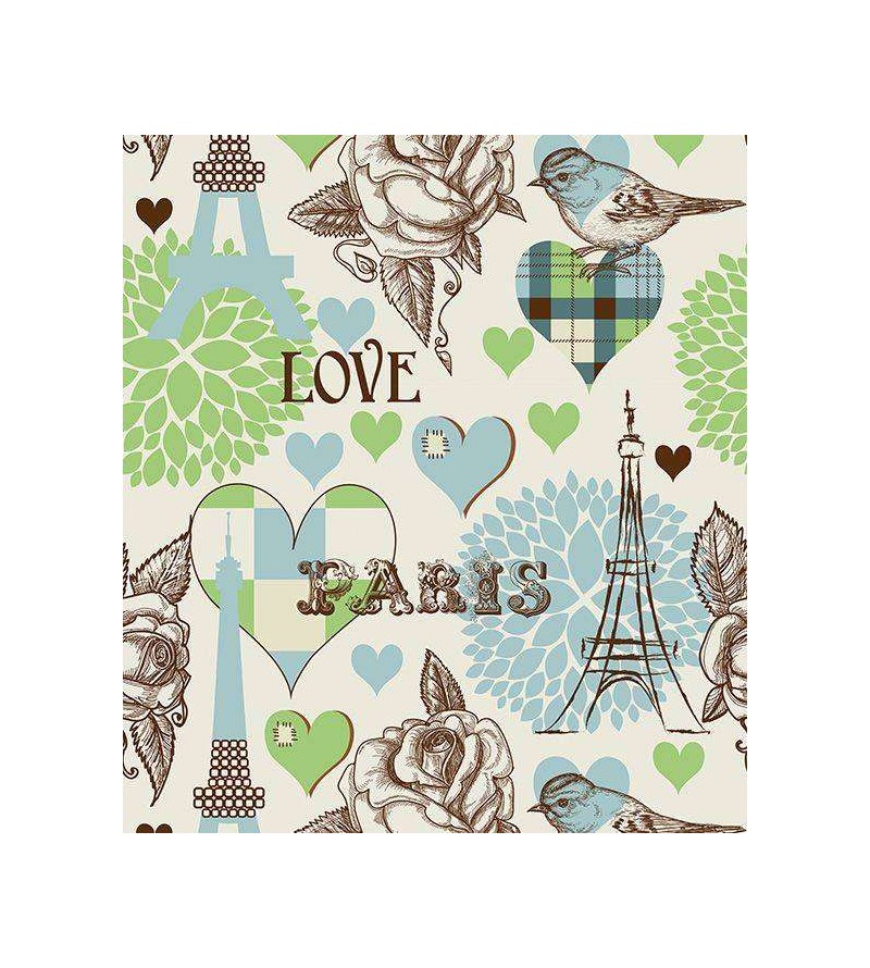 Papel de parede em tons claros, verde limão, azul e detalhes em preto e marrom escuro - Contemporâneo 19