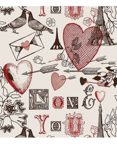 Papel de Parede Paris Com Torre Eiffel e Corações