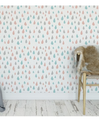 Papel de Parede Infantil Com Lindas Gotas Coloridas - Kids 237