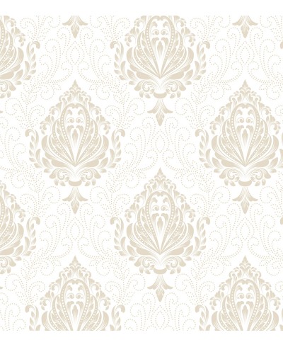 Papel de parede com Fundo Branco com Detalhes em Tons de bege