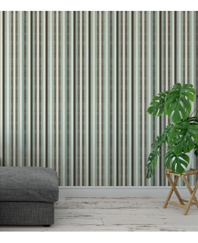 Papel de parede com listras azul, preto e branco - Listrado 1026