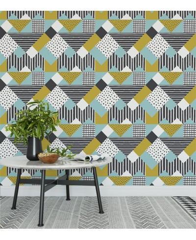 Papel de parede Listrado com Formas e Lindas Cores - Geométrico 450