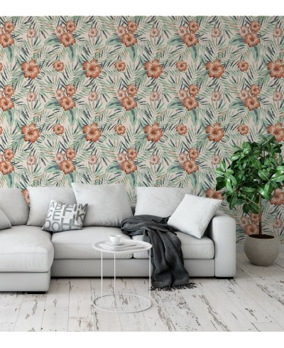 Papel de parede com Flores em tons de Laranja - Nature 211