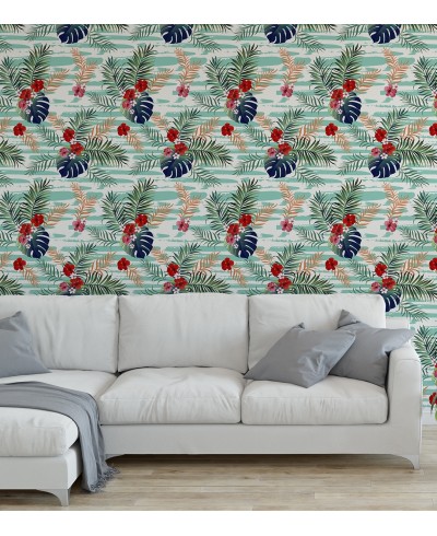 Papel de parede com Flores em tons Vermelho - Nature 212