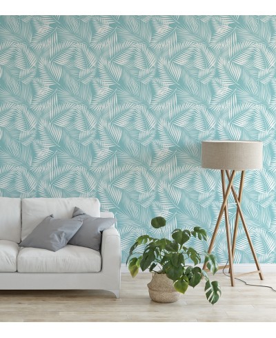 Papel de parede com Fundo Azul Céu e Detalhes em Branco - Nature 217