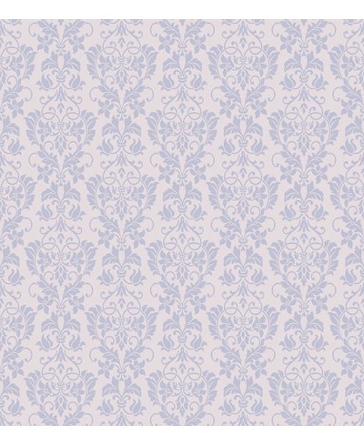 Papel de parede com fundo rosa claro e desenhos em tons lilás - Damask 22