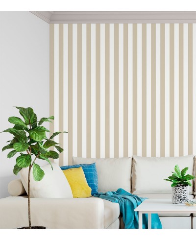 Papel de parede com listras bege e branco - Listrado 1028