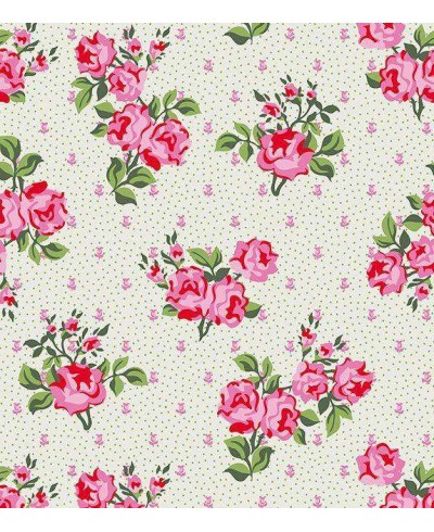 Papel de parede floral com detalhes em tons de verde e flores rosas e tons de pink - Condessa 01