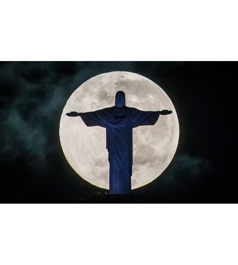 Painel Fotográfico Paisagem Cristo e Lua
