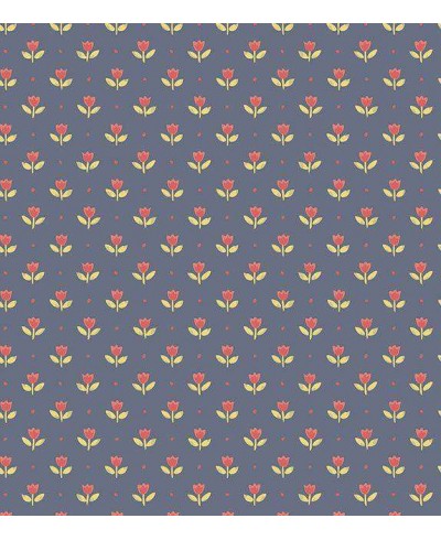 Papel de parede floral tons de cinza e flores em carmim e folhagem nude - Condessa 26