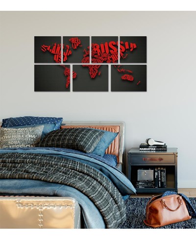 Quadros Compostos Modelo Mapa em Vermelho e Preto