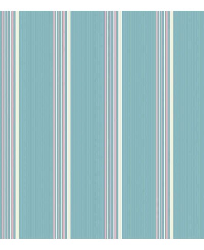 Papel de parede listrado azul, rosa bebê e branco