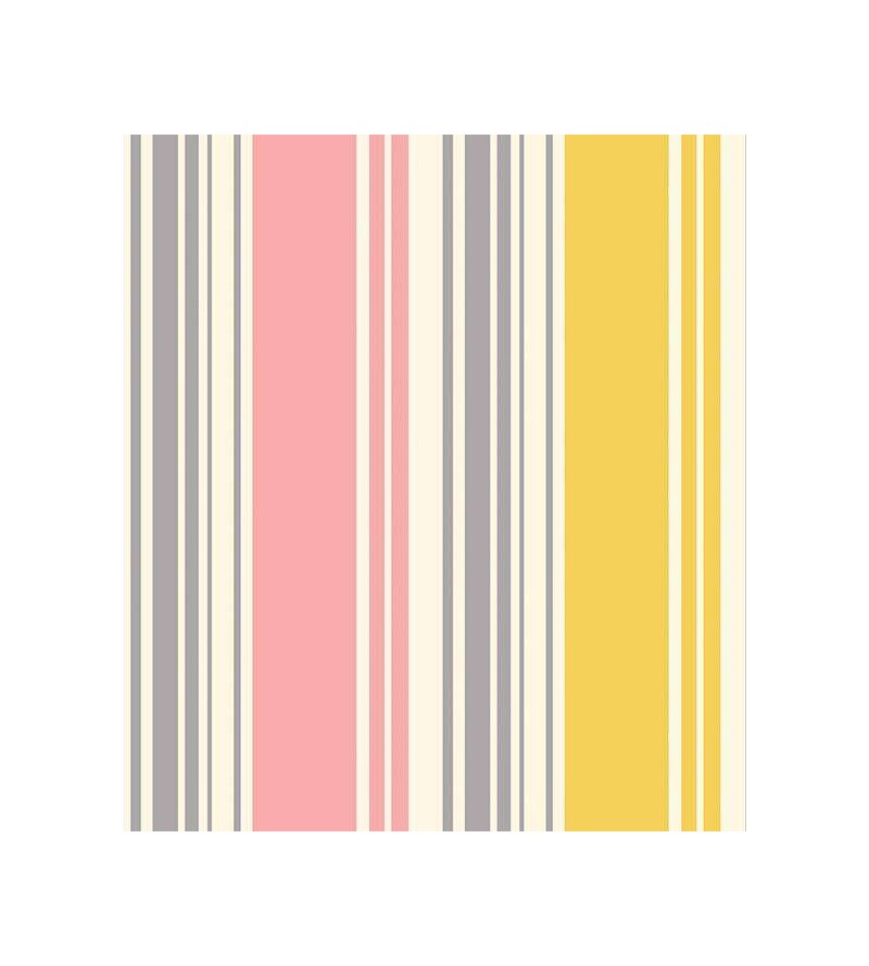 Papel de parede listrado, cinza, rosa e amarelo - Listrado 189