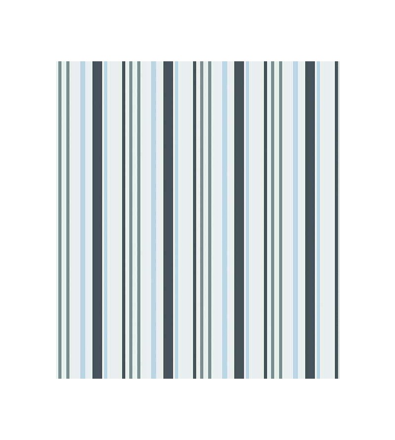 Papel de parede listrado azul, cinza escuro e branco