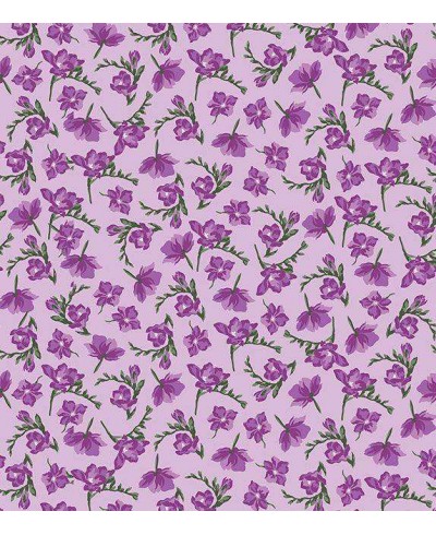 Papel de parede com flores em roxo detalhes verde musgo, fundo em rosa - Luxury 13