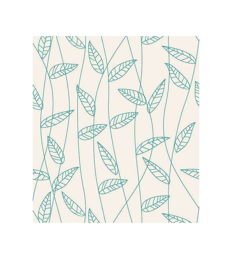 Papel de parede com fundo bege e desenhos verdes - Nature 07