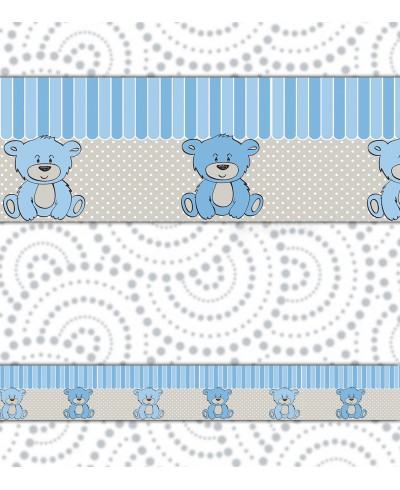 Border Ursinho Pelúcia Azul Listras