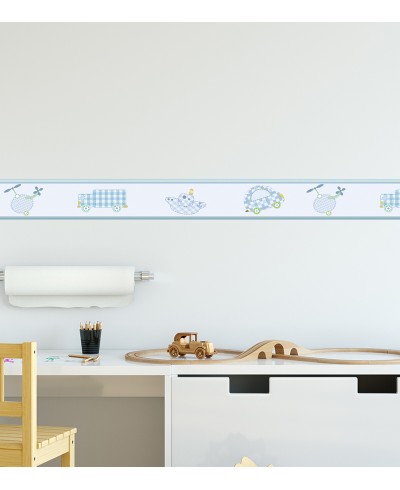 Border Bebê Helicóptero e Caminhão Traços de Linha