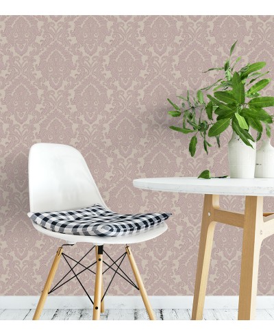 Papel de Parede Budapeste em Tons de Nude, Cinza, Bege e lilás claro.