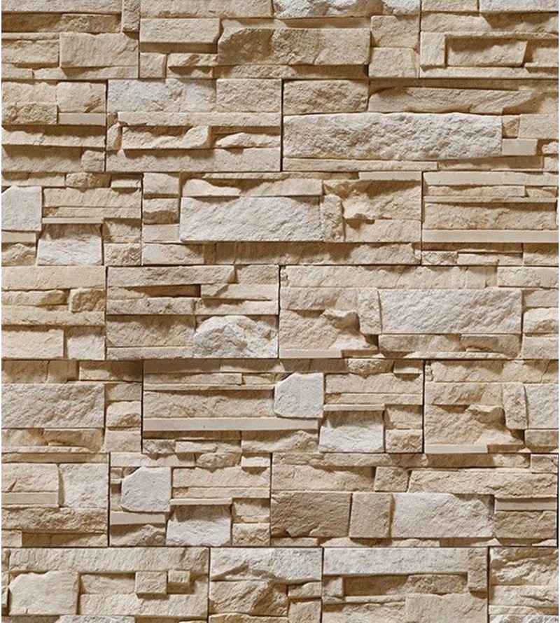 Papel de parede estilo pedras canjiquinha e pedras palito em tons de cinza e bege