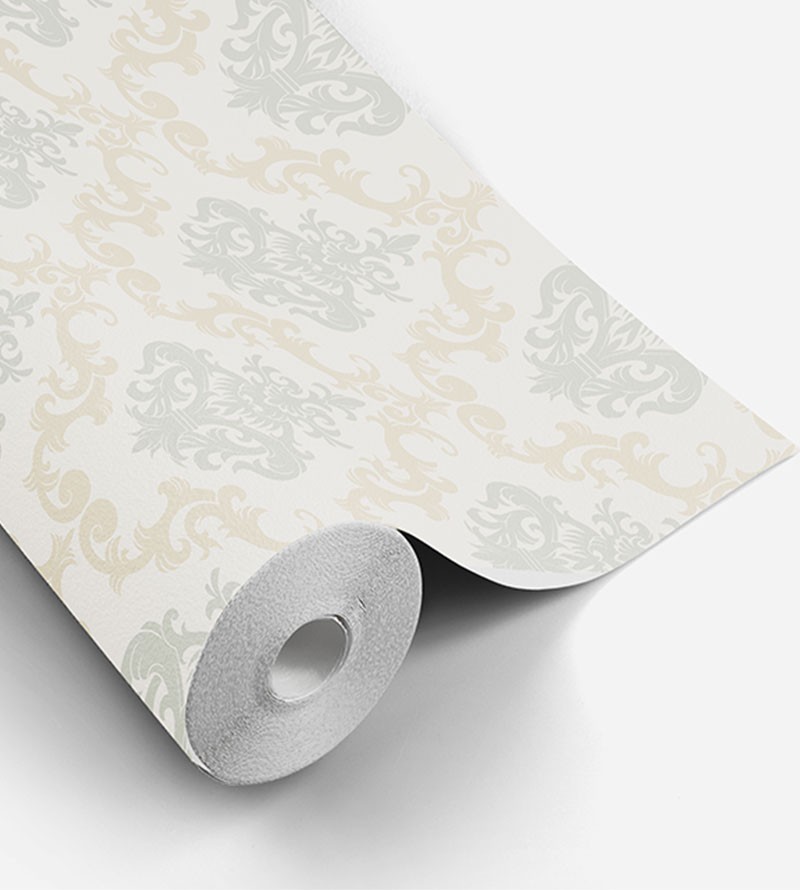 Papel de parede em tons cinza e bege