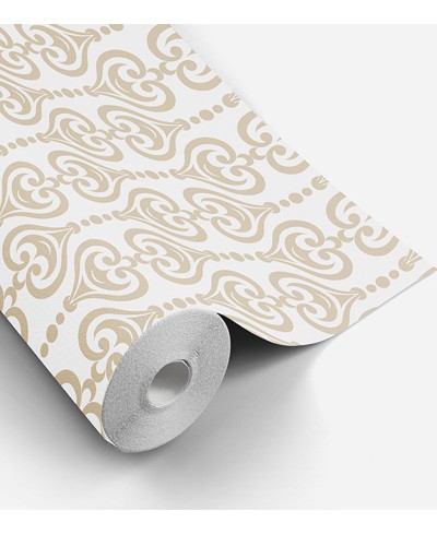 Papel de parede em tons bege e branco