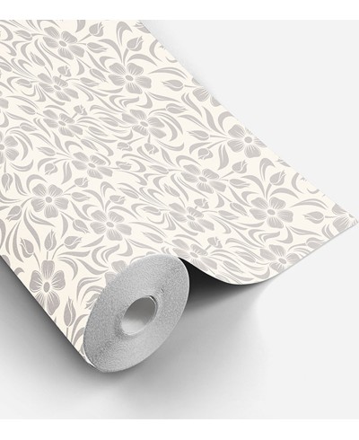 Papel de parede floral nos tons de cinza e tons de bege - Glamour 10