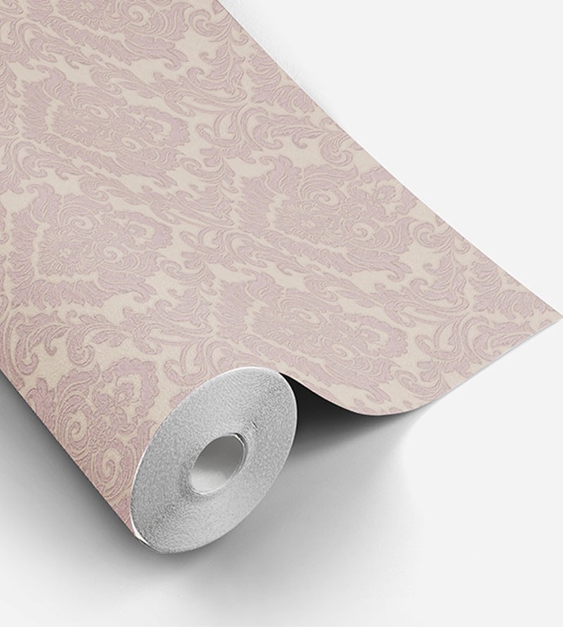 Papel de Parede Budapeste em Tons de Nude, Cinza, Bege e lilás claro.