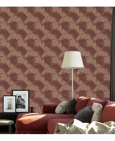 Papel de Parede Madrid em Tons de Marrom, Vermelho e Bege