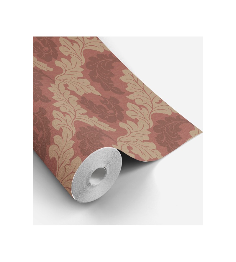 Papel de Parede Madrid em Tons de Marrom, Vermelho e Bege