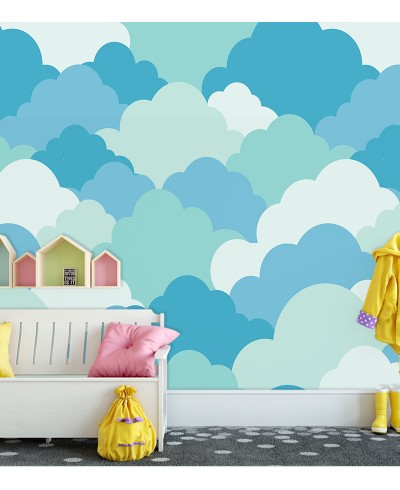 Papel de Parede Fotomural Nuvem Cute Azul