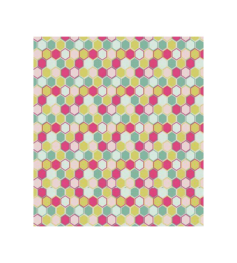 Papel de parede em tons de verde, rosa e branco - Teen 08