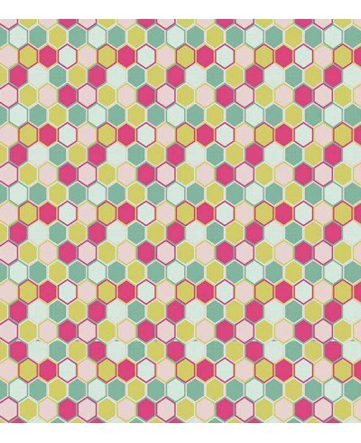 Papel de parede em tons de verde, rosa e branco - Teen 08