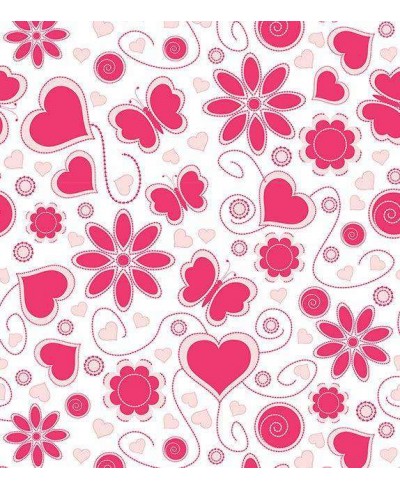 Papel de parede com fundo branco e detalhes em vermelho e rosa claro - Teen 20
